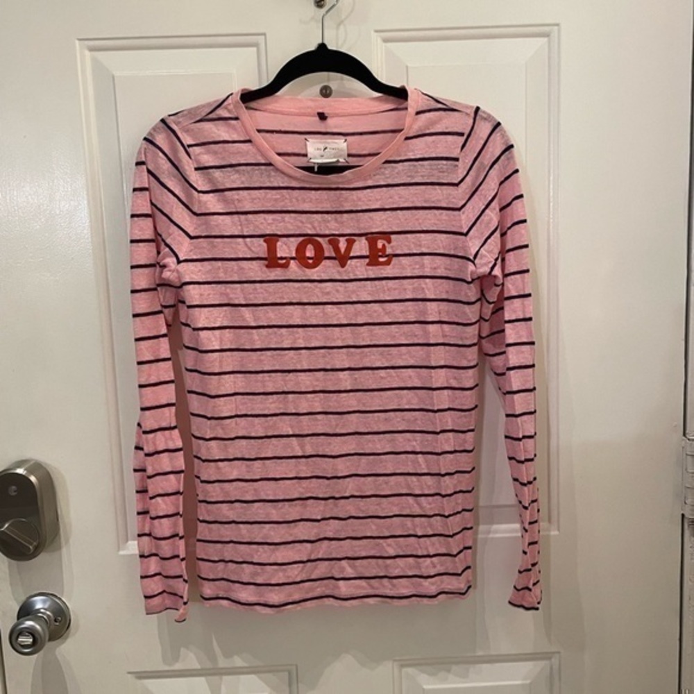 NWT LOFT LOU & GREY Love PINK STRIPE LINEN TSHIRT xs